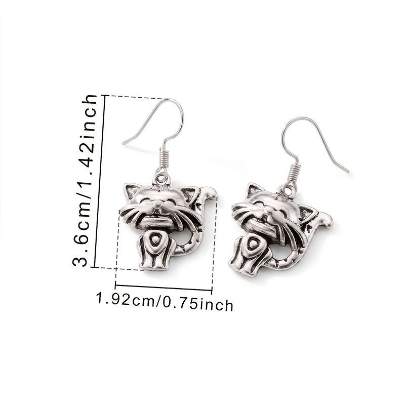 Women's Copper Retro Cat Earrings, Anti-Allergy & Fun